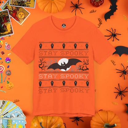 T-Shirt Orange / S Stay Spooky - Halloween Ugly Sweater T-Shirt - Halloween Limited Edition