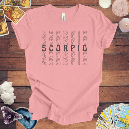 T-Shirt Pink / S Scorpio Repetition - Minimalist Zodiac T-Shirt