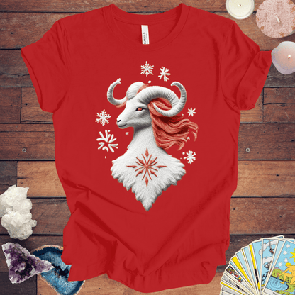 T-Shirt Red / S Aries Ugly Sweater Holiday T-Shirt: Snowflakes & Spark Edition