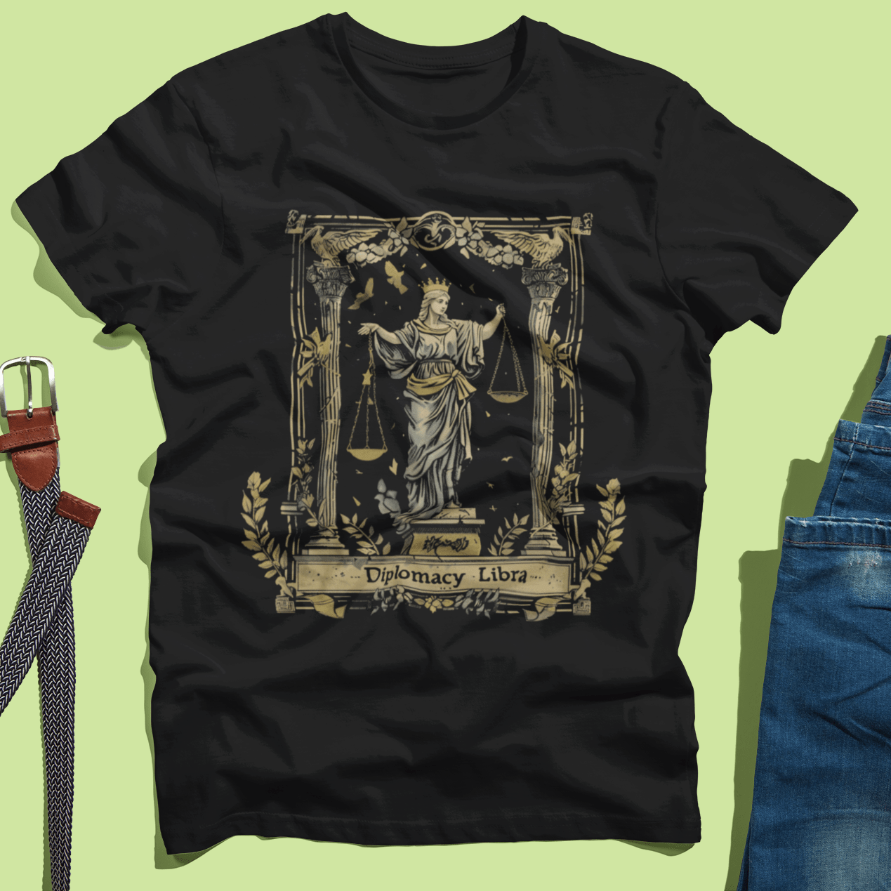 T-Shirt Scales of Poise Libra Diplomacy Tee: Elegance in Balance