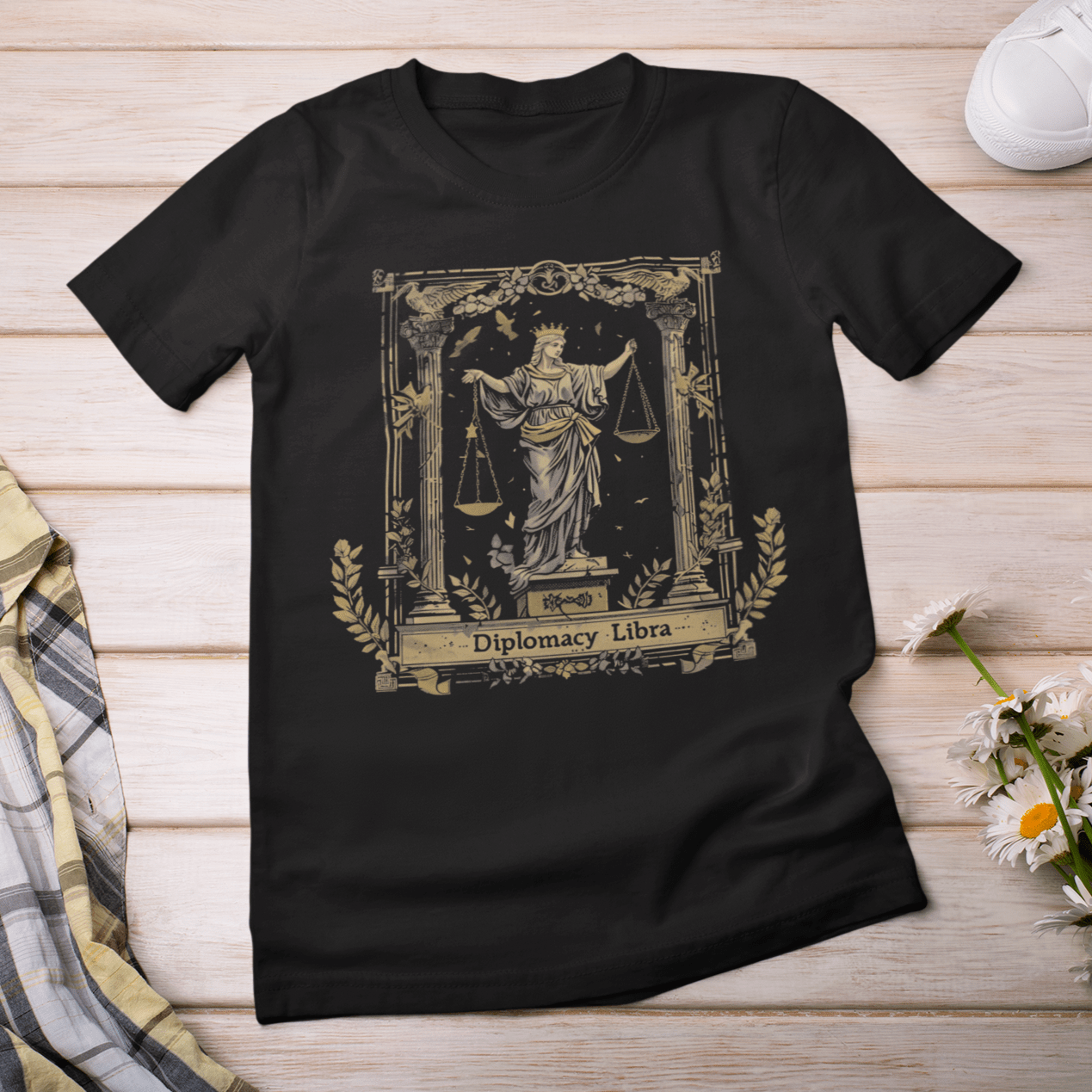 T-Shirt Scales of Poise Libra Diplomacy Tee: Elegance in Balance