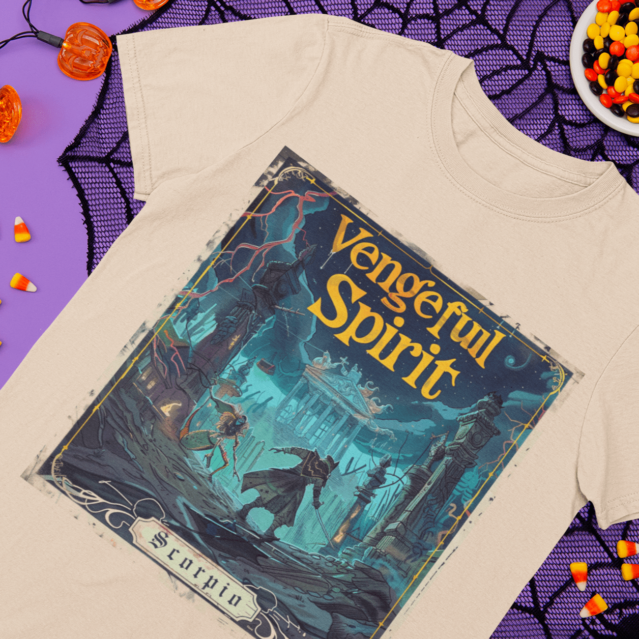 T-Shirt Scorpio Vengeful Spirit Halloween Tarot Card T-Shirt - Halloween Limited Edition