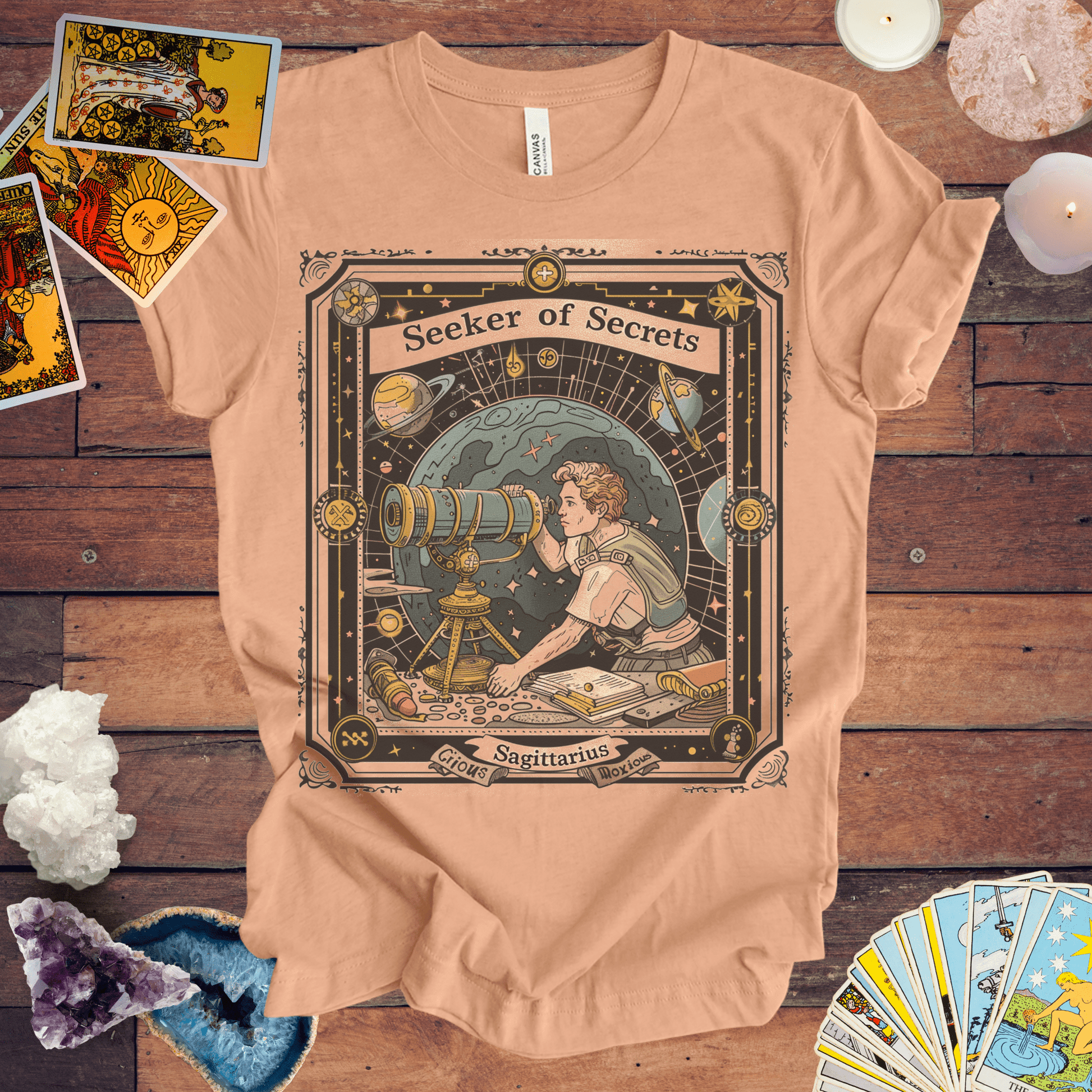 T-Shirt Seeker of Secrets: Sagittarius Tarot Card T-Shirt