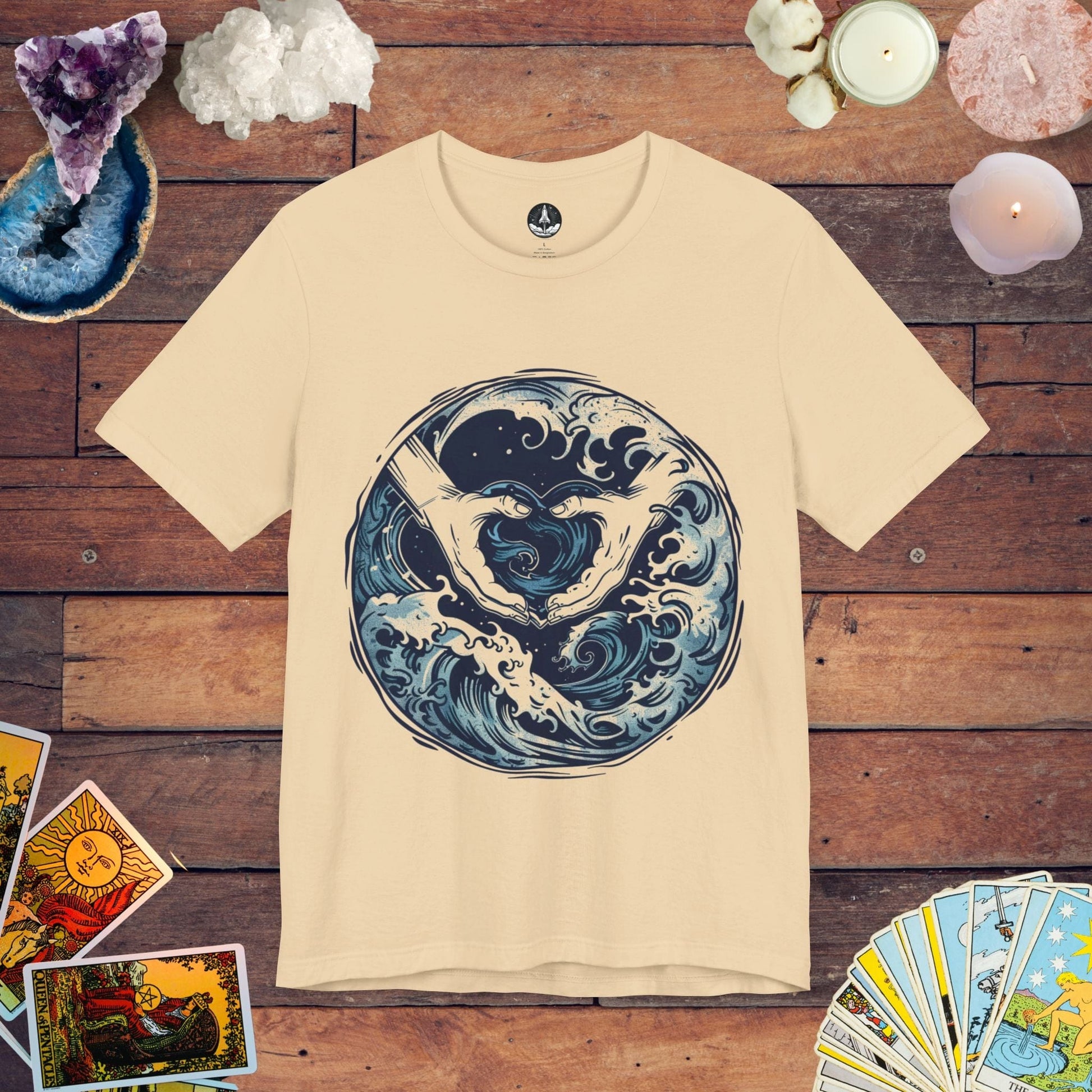 T-Shirt Soft Cream / S Aquarian Currents T-Shirt: Ride the Wave