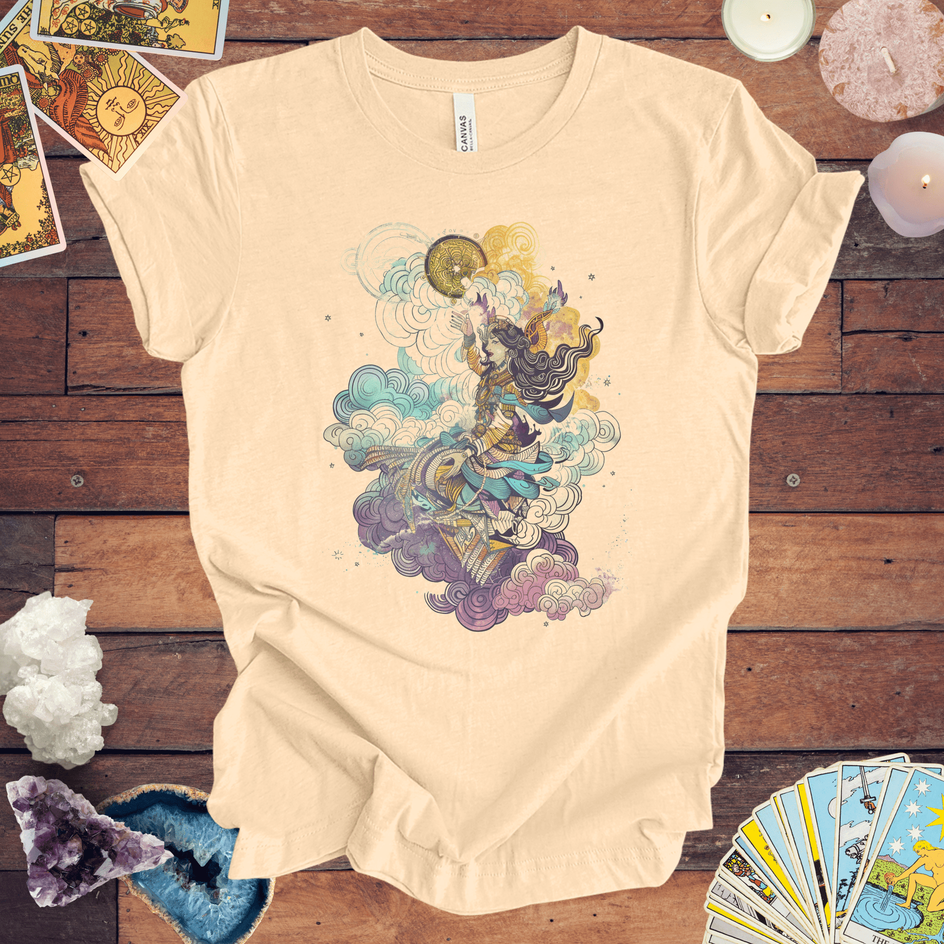 T-Shirt Soft Cream / S Celestial Harmony TShirt: Zodiac Whispers in the Wind