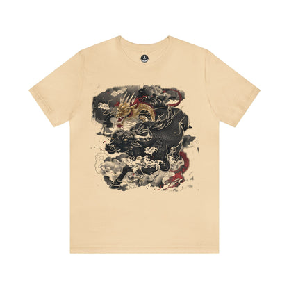 T-Shirt Soft Cream / S Eastern Mythos Dragon-Bull T-Shirt: Legendary Power