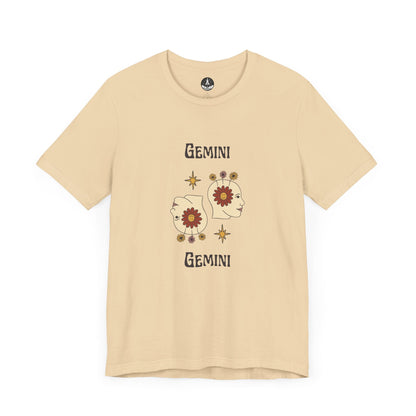 T-Shirt Soft Cream / S Gemini Flower Power T-Shirt - Retro Zodiac Apparel for Astrology Lovers
