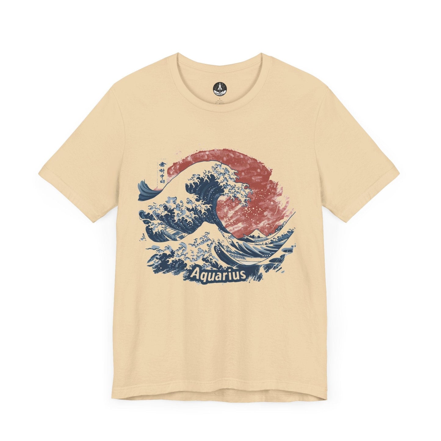 T-Shirt Soft Cream / S Great Wave of Aquarius TShirt: A Japanese Zodiac Fusion