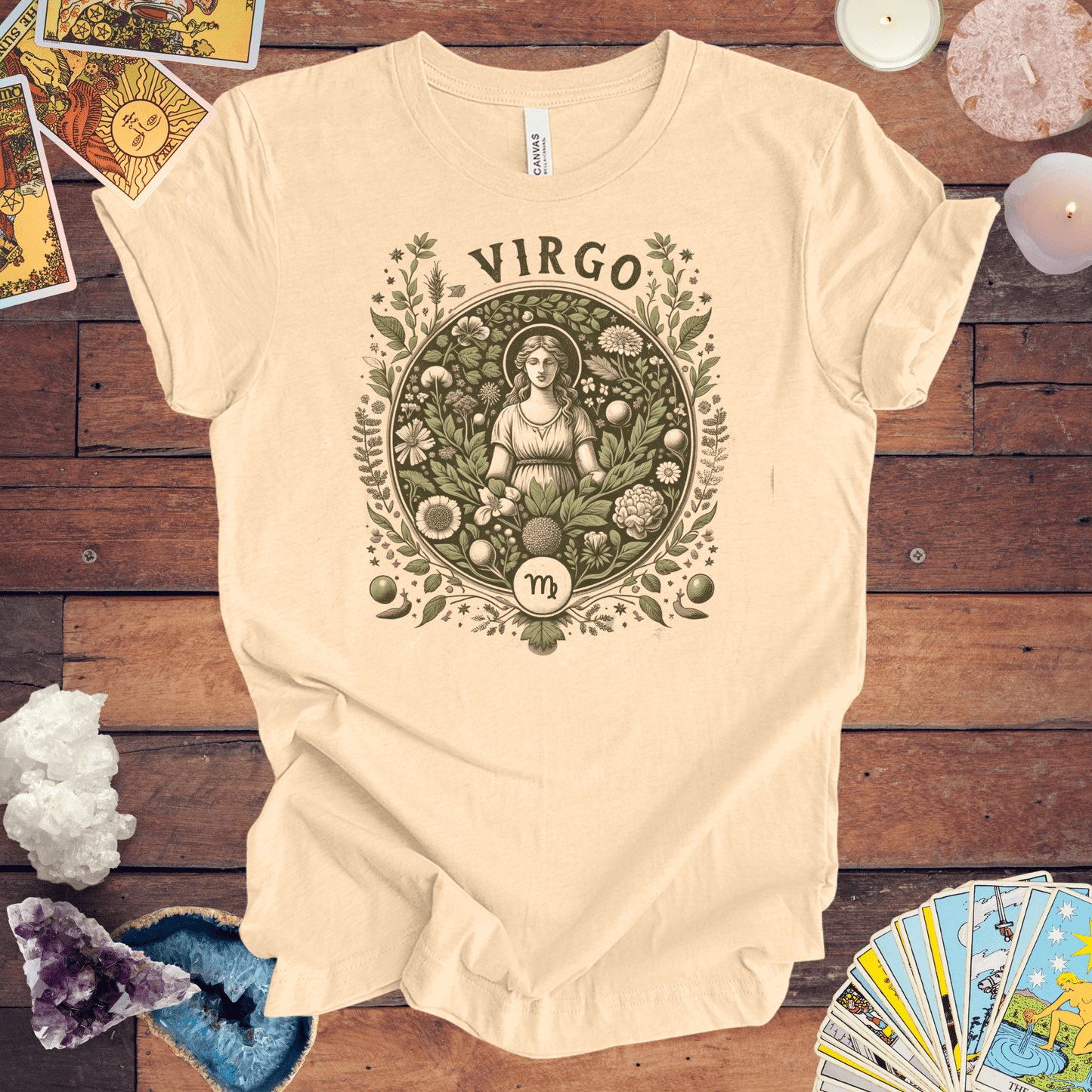 T-Shirt Soft Cream / S Herbalist's Dream: Virgo Tarot Card T-Shirt