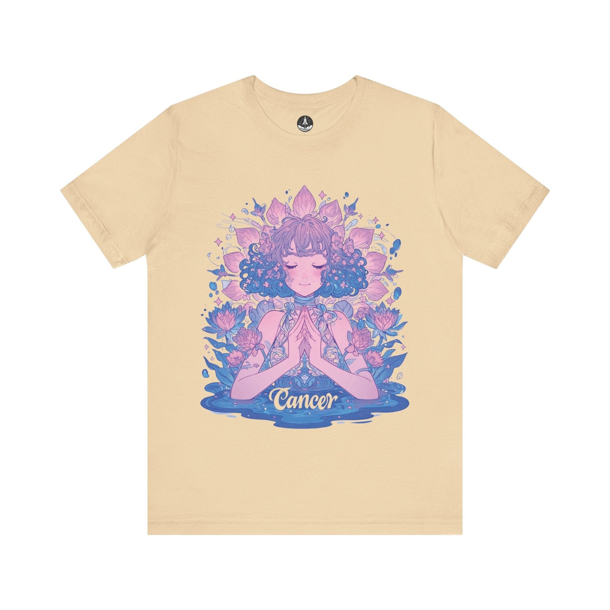 T-Shirt Soft Cream / S Lunar Bloom Cancer TShirt: Serenity in the Stars
