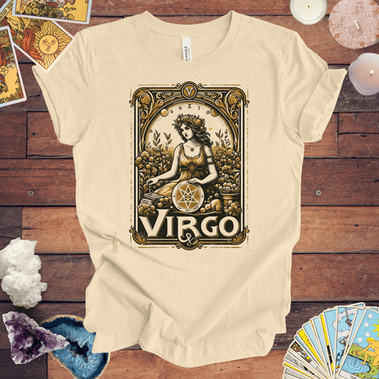 T-Shirt Soft Cream / S Maiden of Pentacles: Virgo Tarot Card T-Shirt