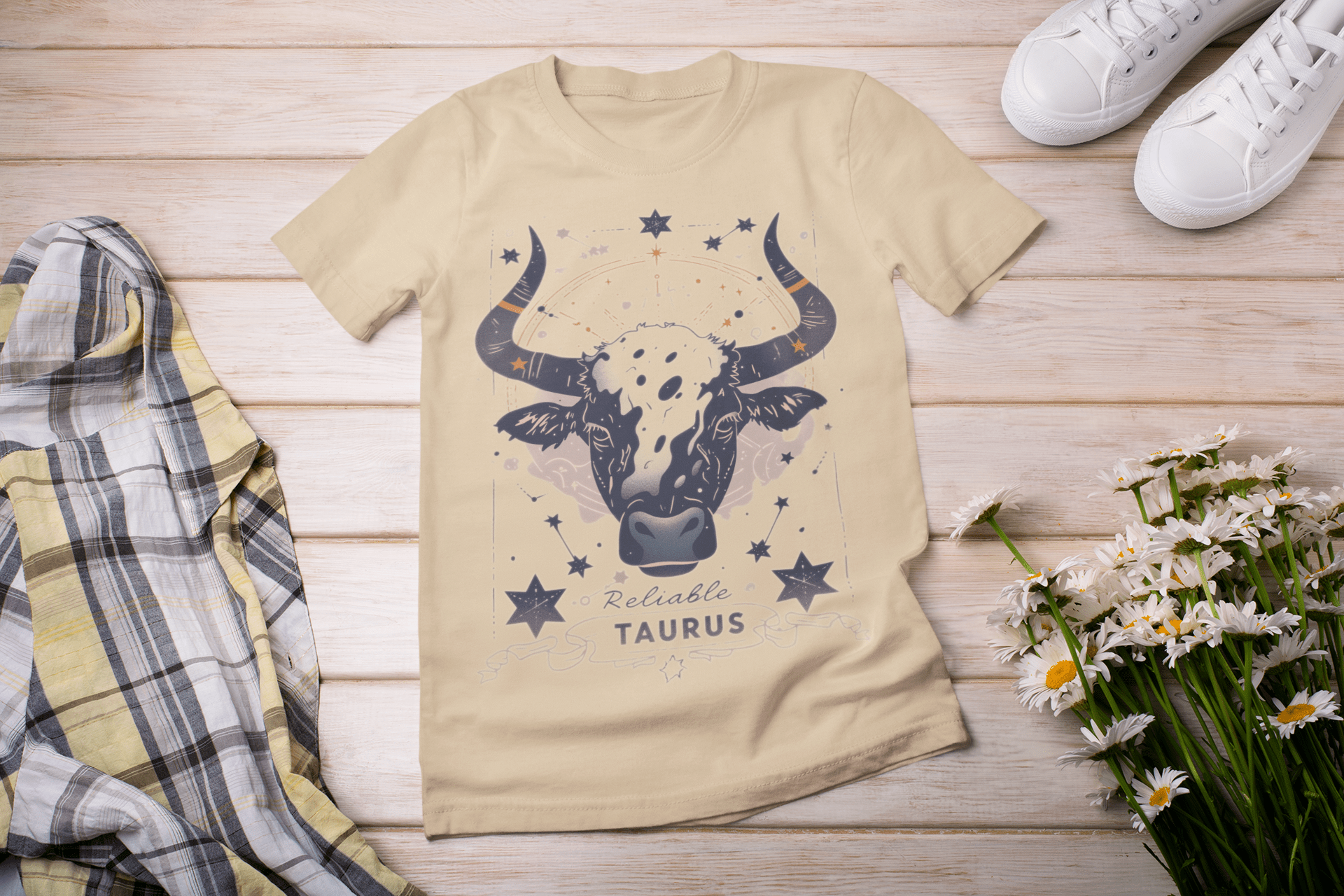 T-Shirt Soft Cream / S Reliable: Taurus Tarot Card T-Shirt