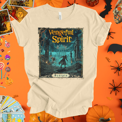 T-Shirt Soft Cream / S Scorpio Vengeful Spirit Halloween Tarot Card T-Shirt - Halloween Limited Edition