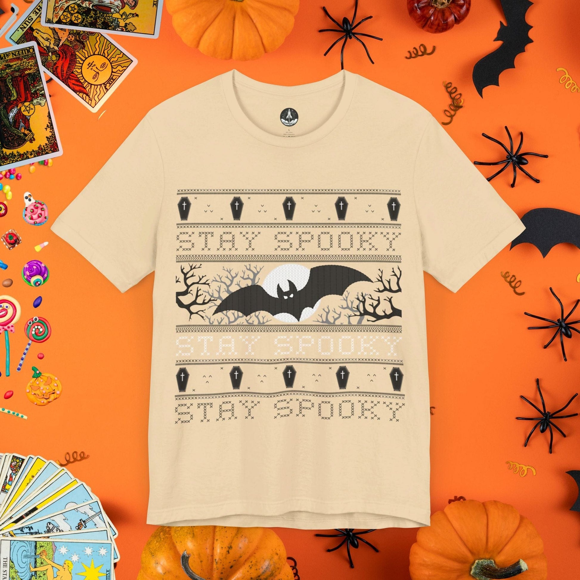 T-Shirt Soft Cream / S Stay Spooky - Halloween Ugly Sweater T-Shirt - Halloween Limited Edition