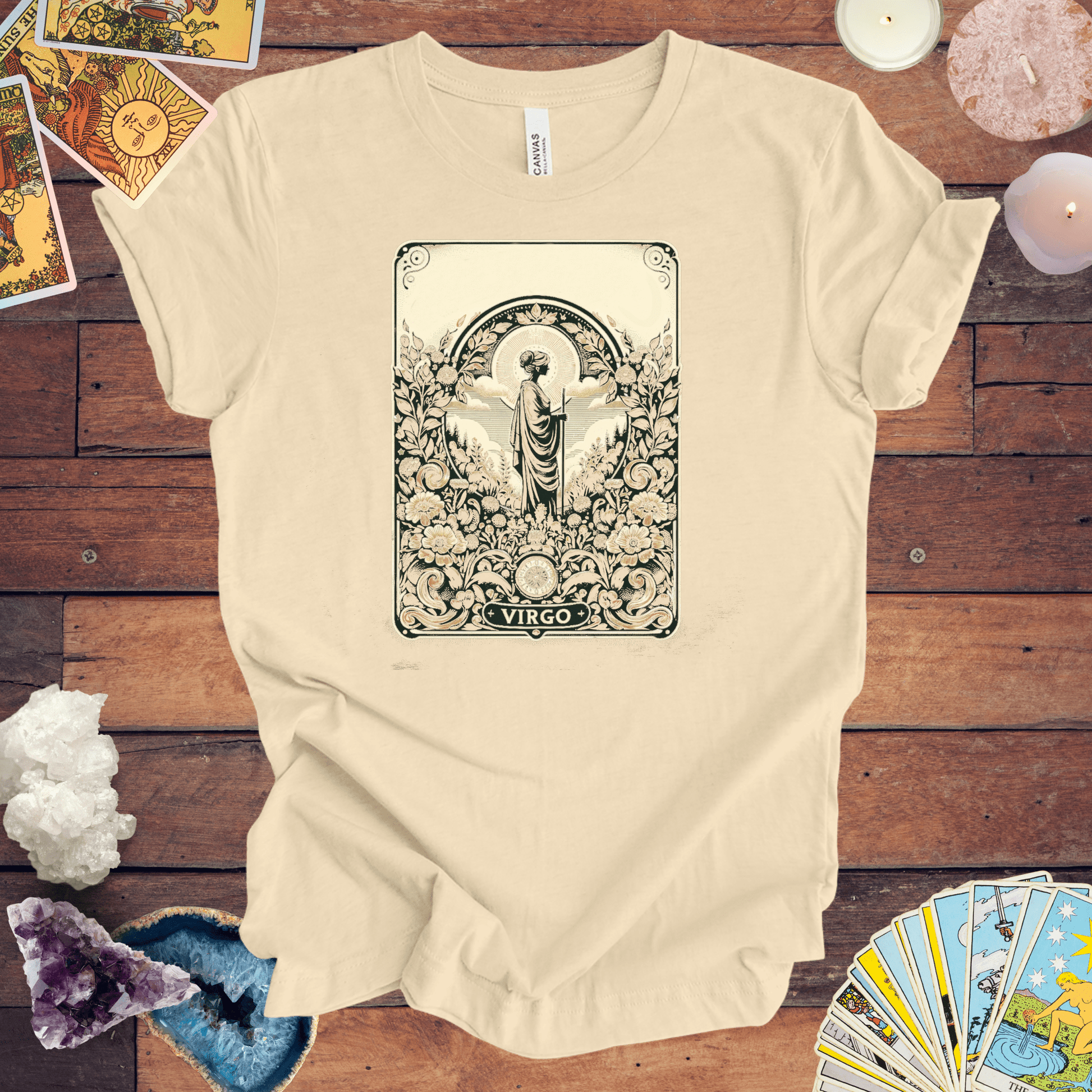 T-Shirt Soft Cream / S The Hermit's Garden: Virgo Tarot Card T-Shirt