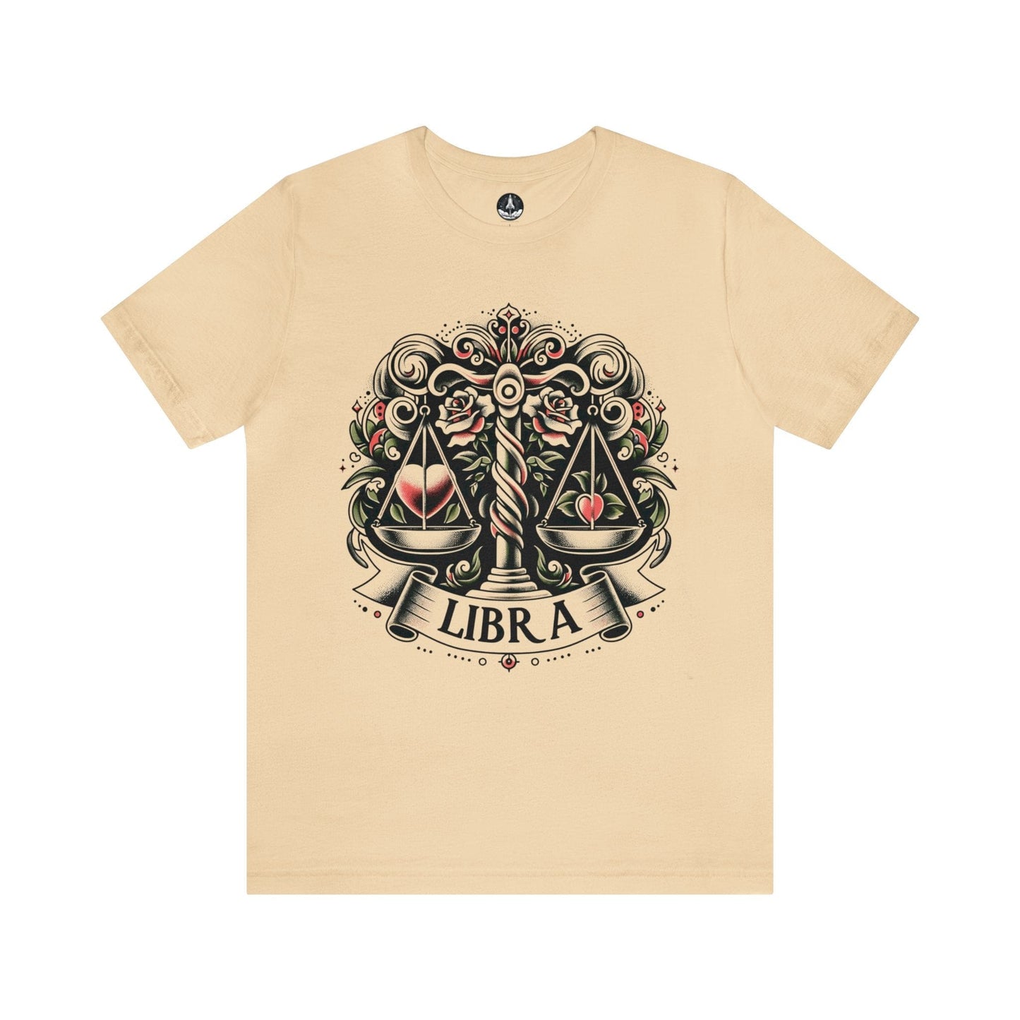 T-Shirt Soft Cream / S Vintage Tattoo Scales of Justice: Libra T-Shirt