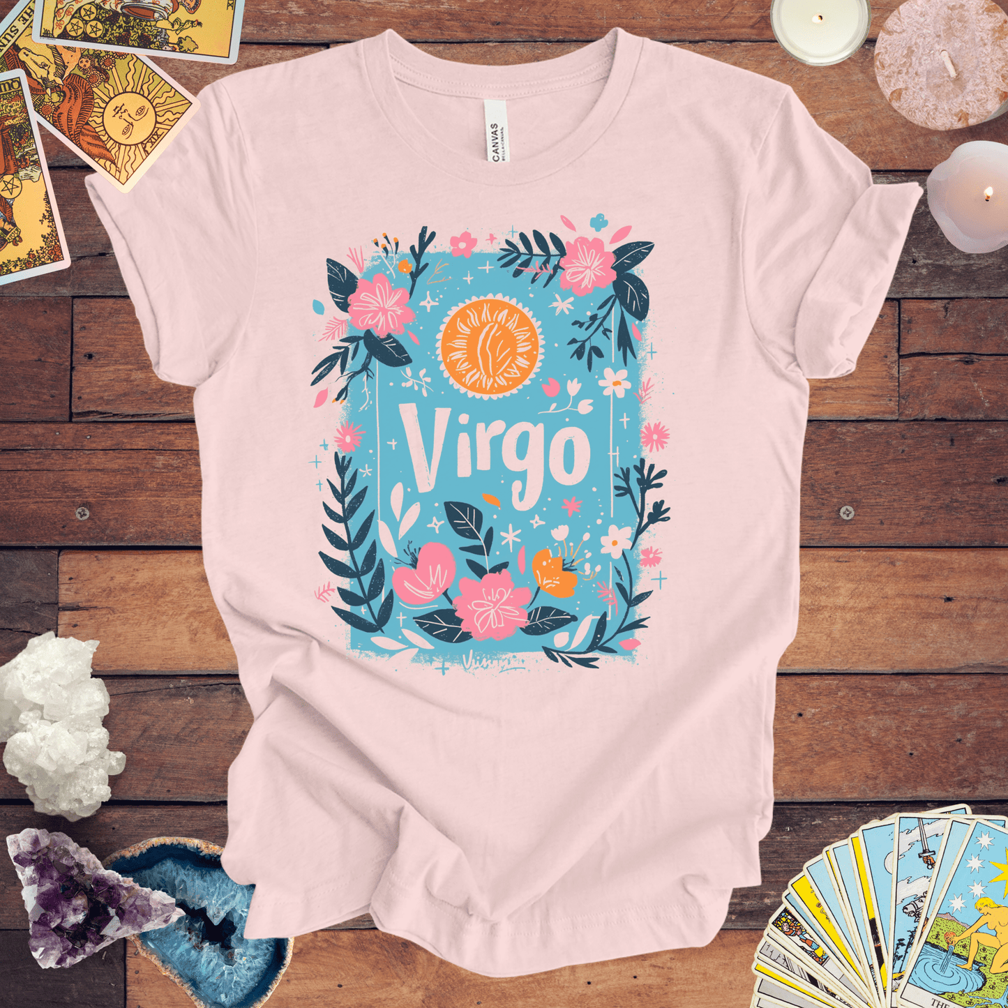 T-Shirt Soft Pink / S Botanic Maiden Virgo TShirt: Earthy Elegance