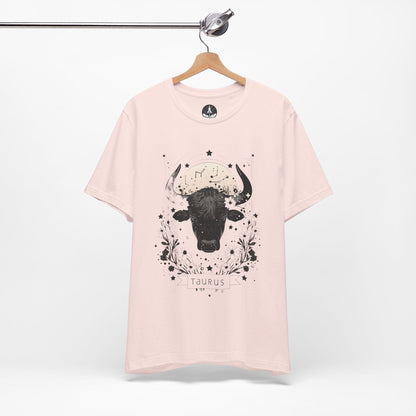 T-Shirt Soft Pink / S Floral Strength: Taurus Tarot Card T-Shirt