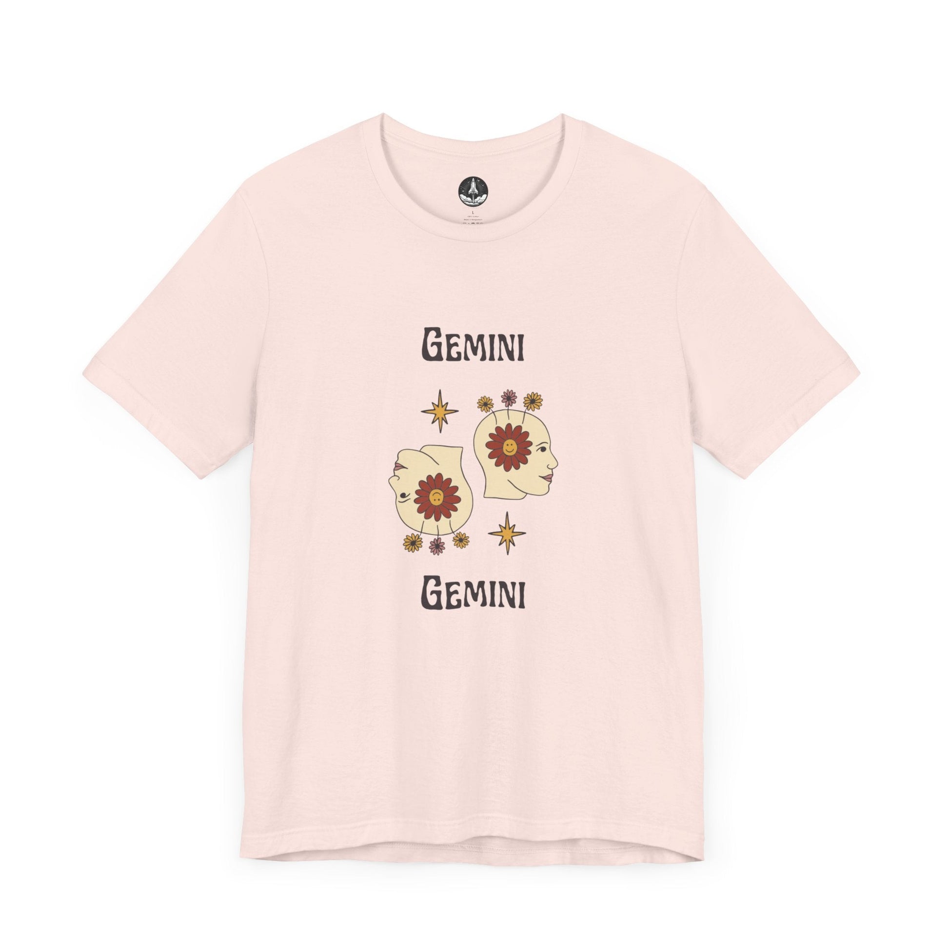 T-Shirt Soft Pink / S Gemini Flower Power T-Shirt - Retro Zodiac Apparel for Astrology Lovers