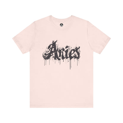 T-Shirt Soft Pink / S Ink-Dripped Aries Energy TShirt – Channel Your Inner Fire