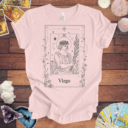 T-Shirt Soft Pink / S Maiden's Blossom: Virgo Tarot Card T-Shirt