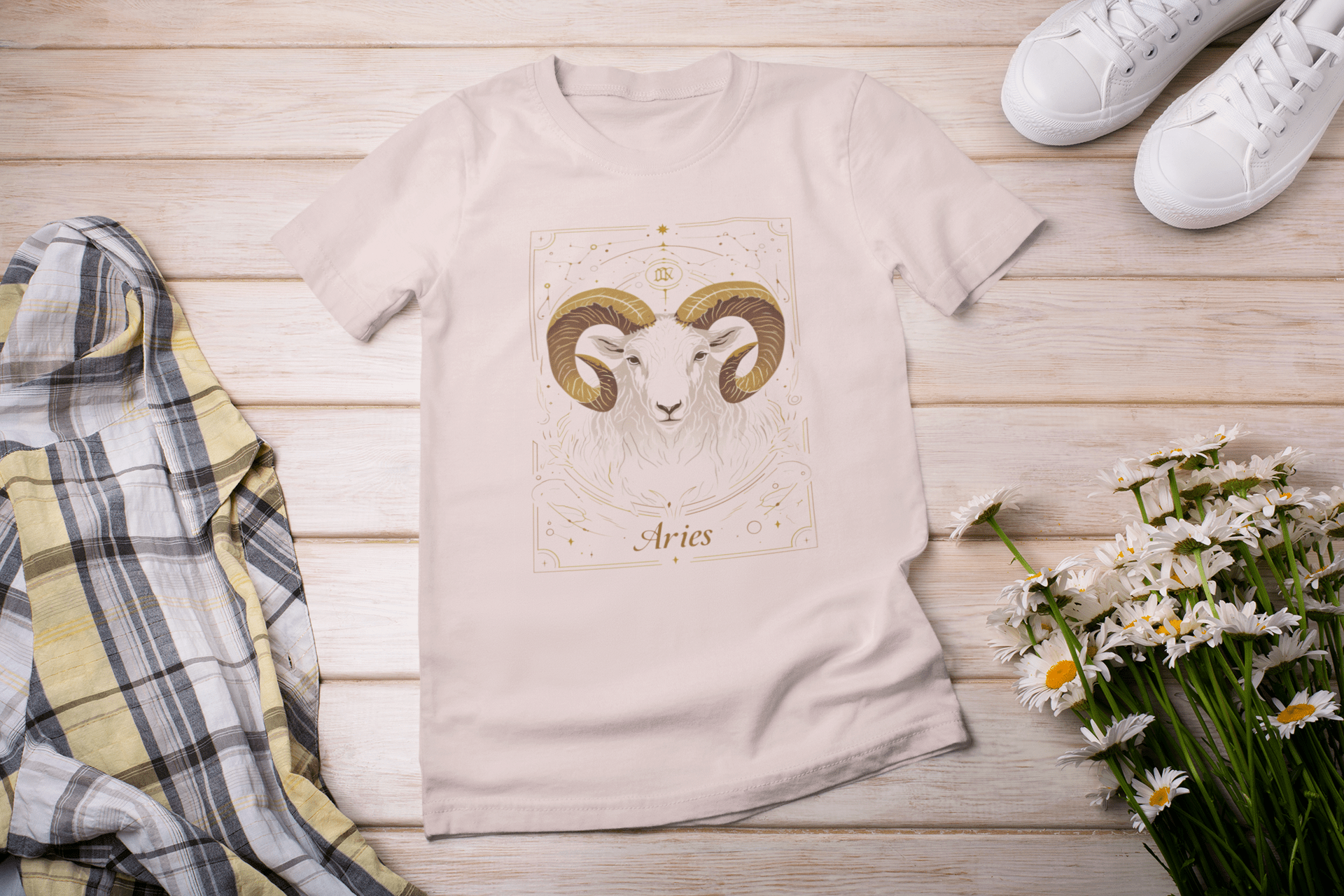 T-Shirt Soft Pink / S The Minimalist Ram: Aries Tarot Card T-Shirt