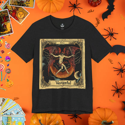 T-Shirt Solid Black Blend / S Libra Vengeful - Tarot Card T-Shirt - Halloween Limited Edition