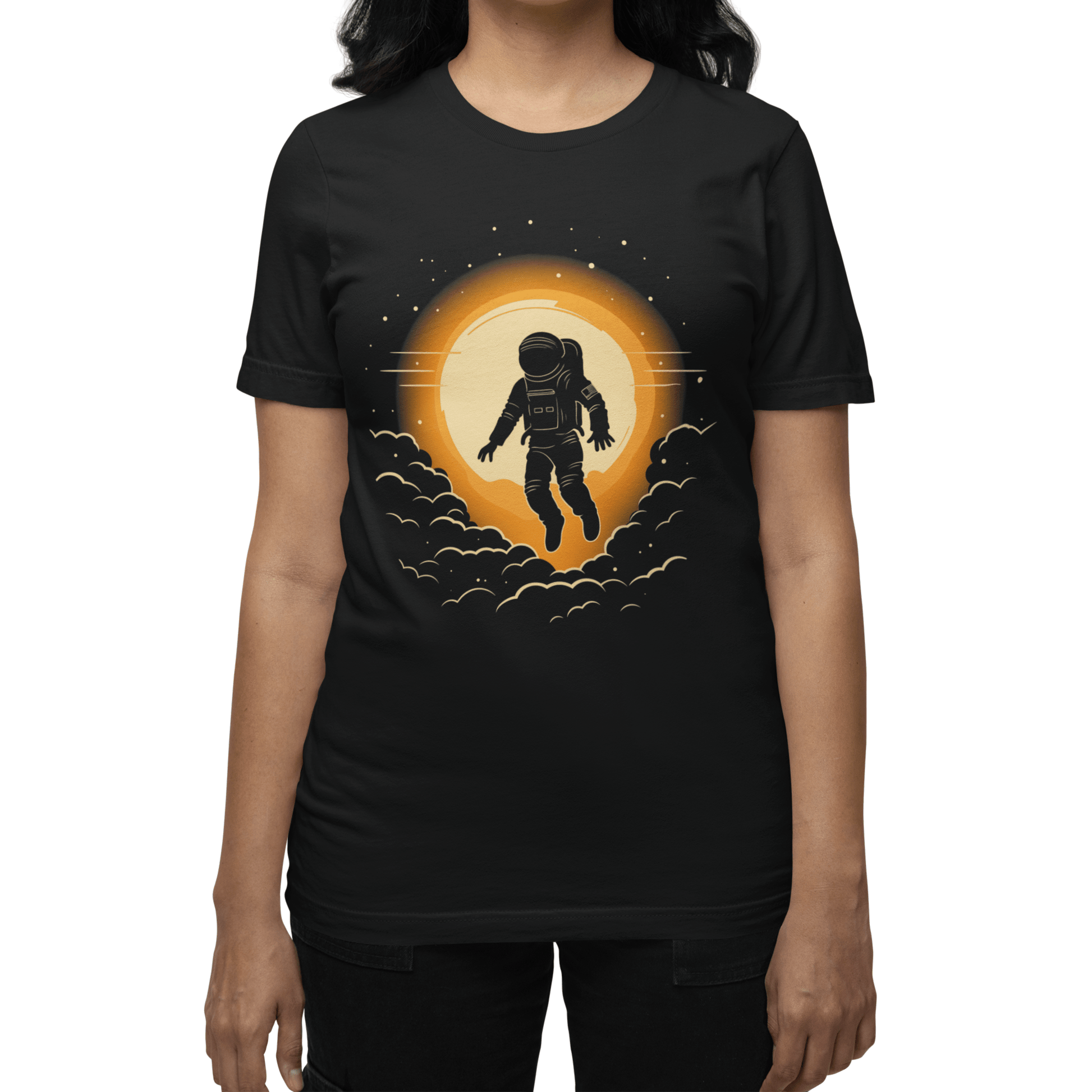 T-Shirt Space Odyssey: Astronaut in Zero Gravity T-Shirt