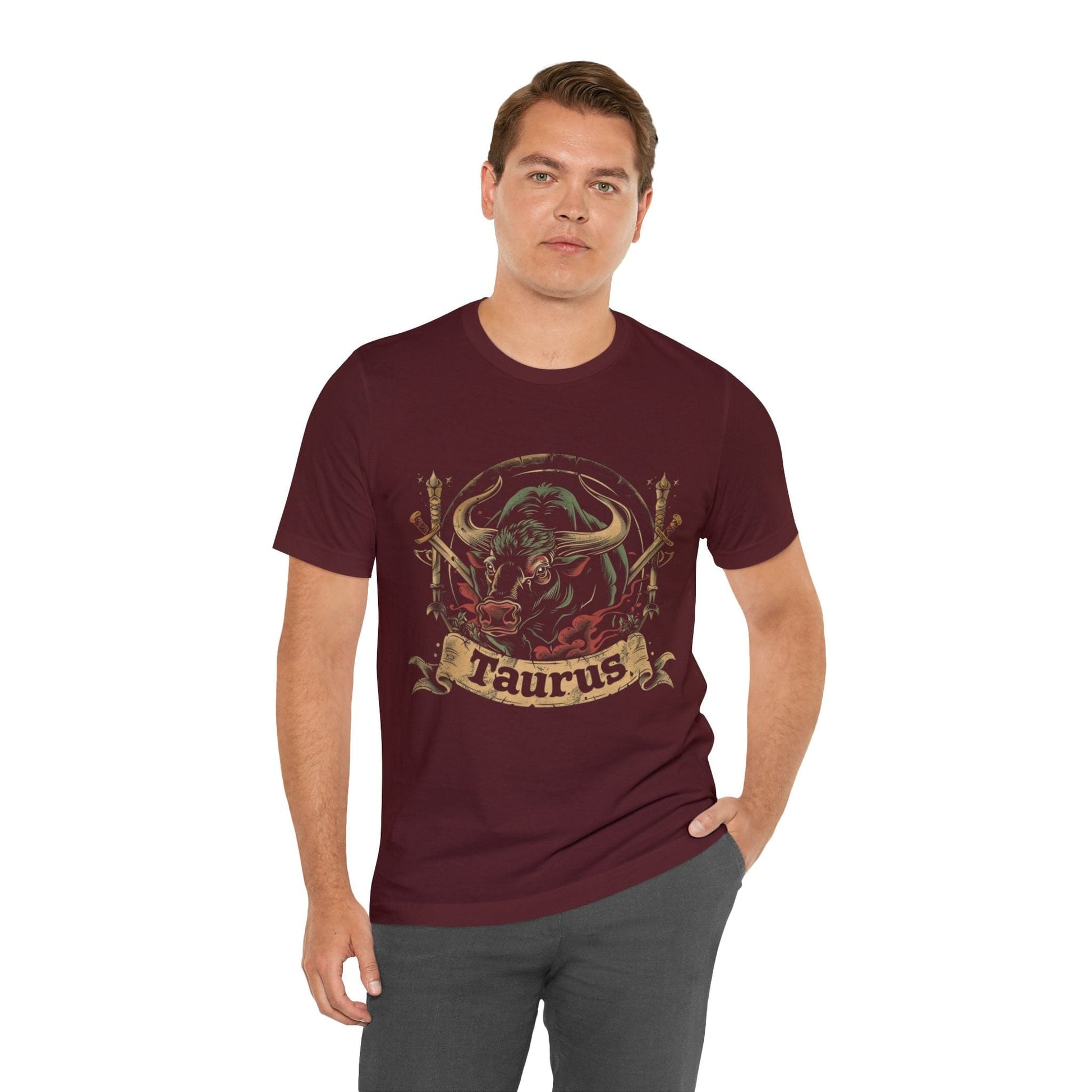 T-Shirt Taurus Warrior Crest T-Shirt: Bold Zodiac Statement