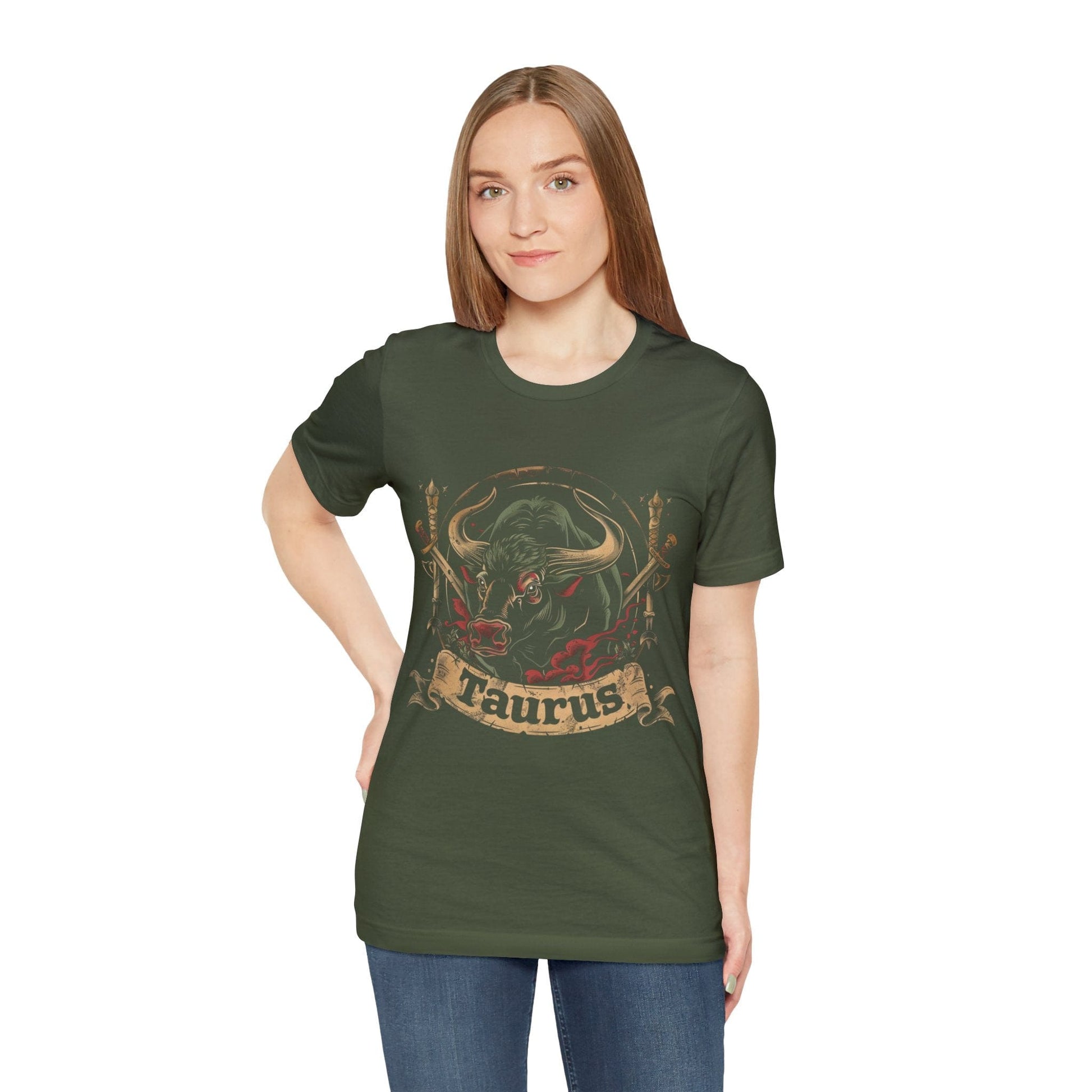 T-Shirt Taurus Warrior Crest T-Shirt: Bold Zodiac Statement