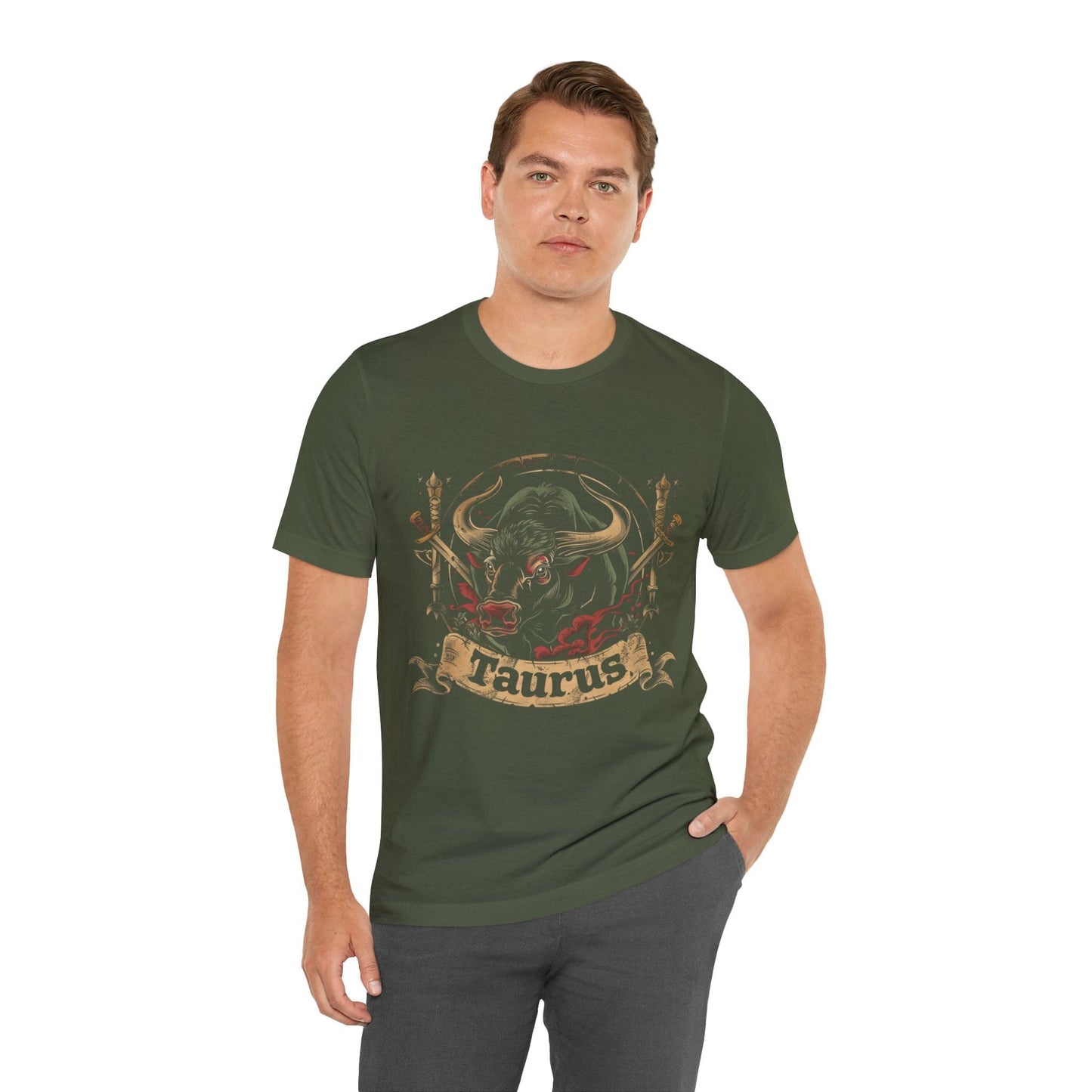 T-Shirt Taurus Warrior Crest T-Shirt: Bold Zodiac Statement