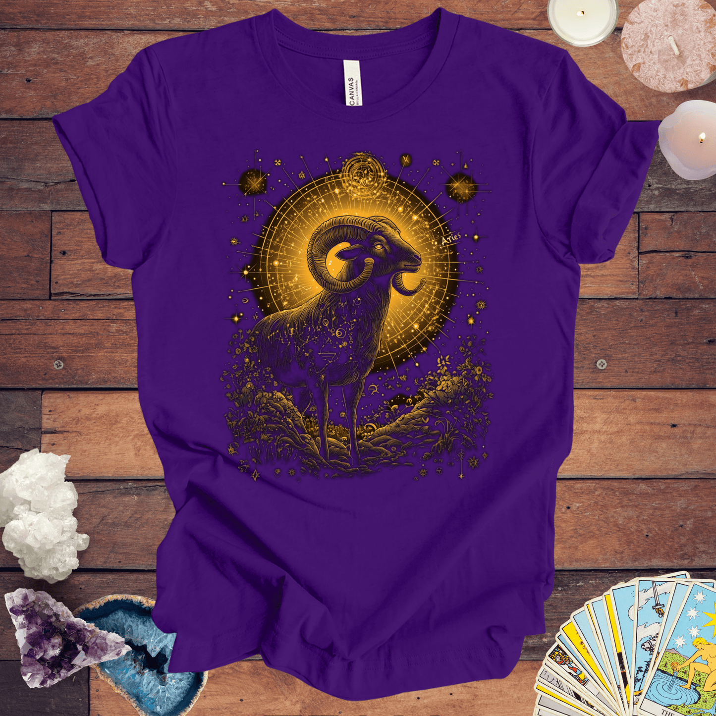 T-Shirt Team Purple / S Aries Celestial Guardian Tarot Card T-Shirt