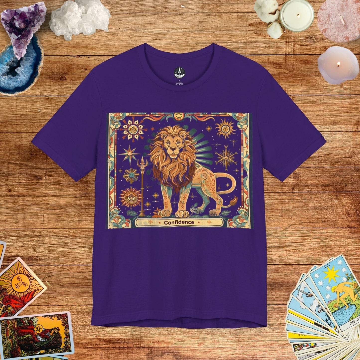 T-Shirt Team Purple / S Confidence Leo Tarot Card T-Shirt