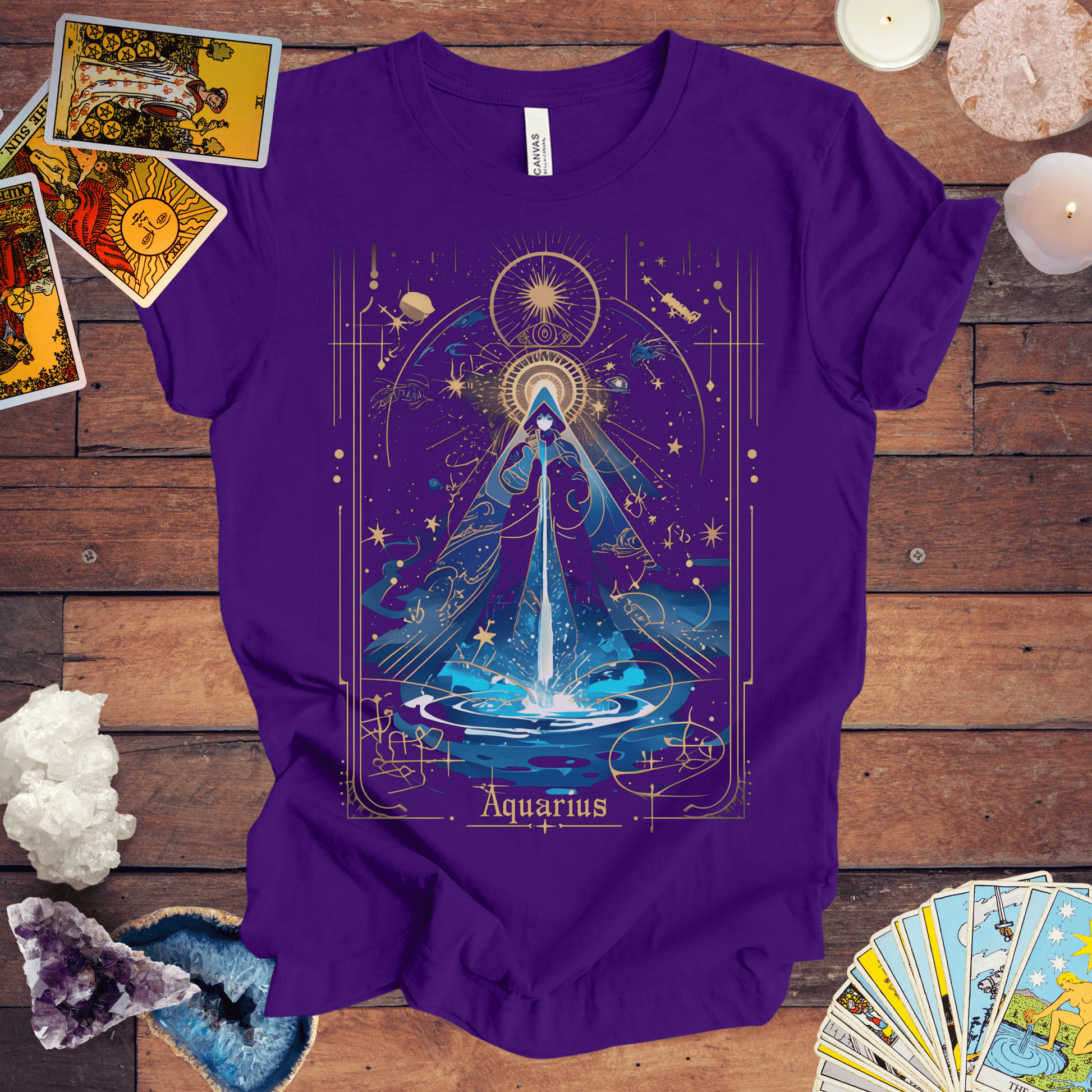 T-Shirt Team Purple / S The Water Bearer: Aquarius Tarot Card T-Shirt