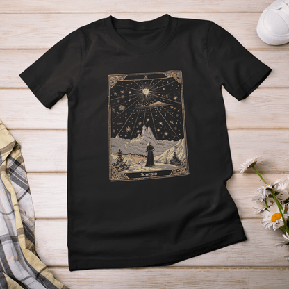 T-Shirt The Ambitious Visionary: Scorpio Tarot Card T-Shirt