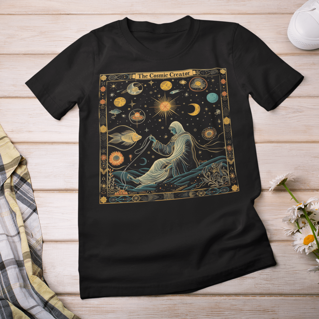 T-Shirt The Cosmic Creator: Pisces Tarot Card T-Shirt