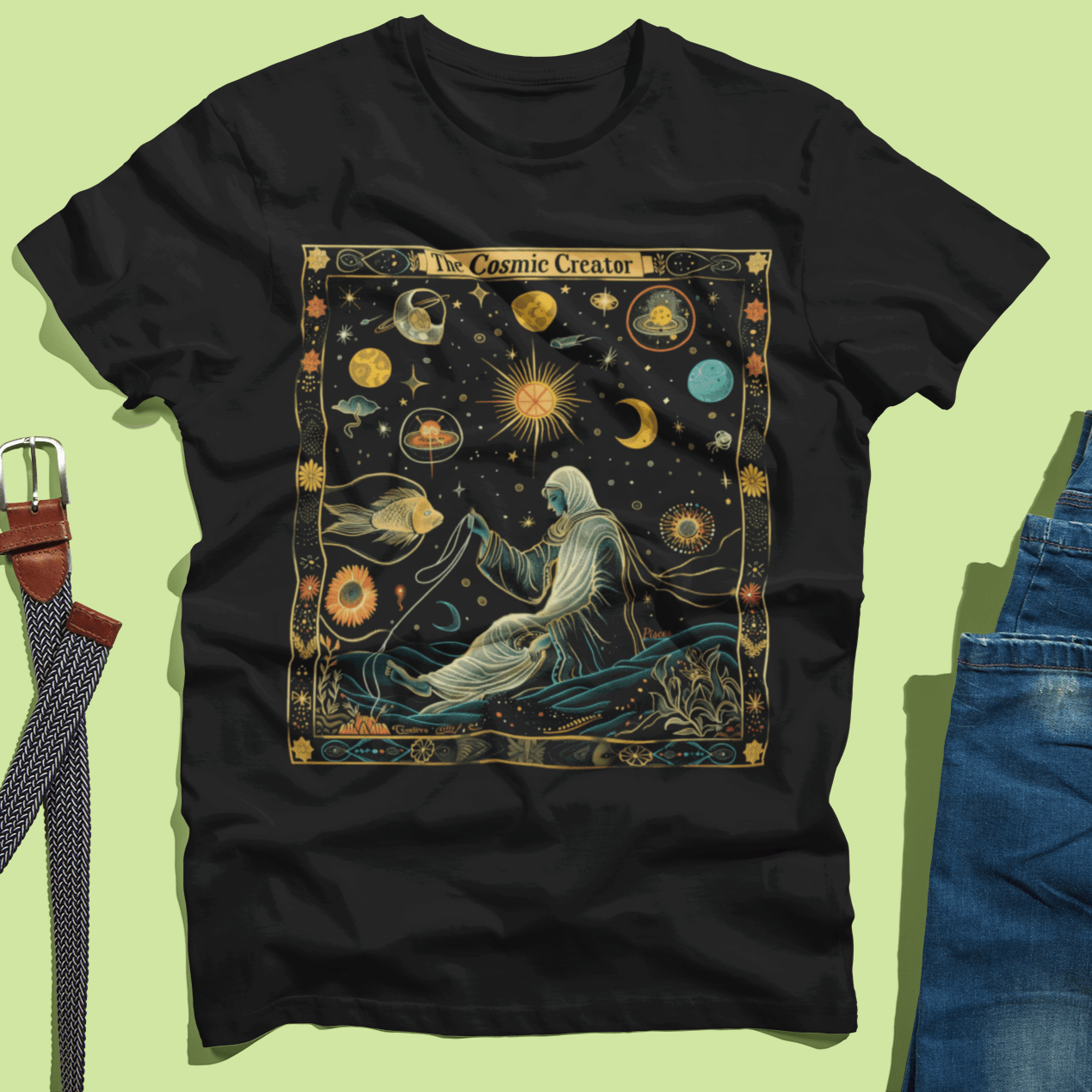 T-Shirt The Cosmic Creator: Pisces Tarot Card T-Shirt