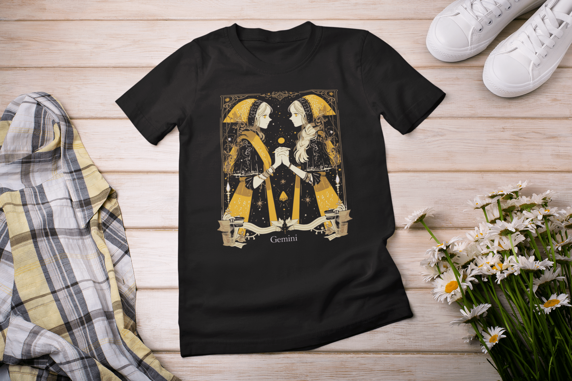 T-Shirt The Curious Twins: Gemini Tarot Card T-Shirt