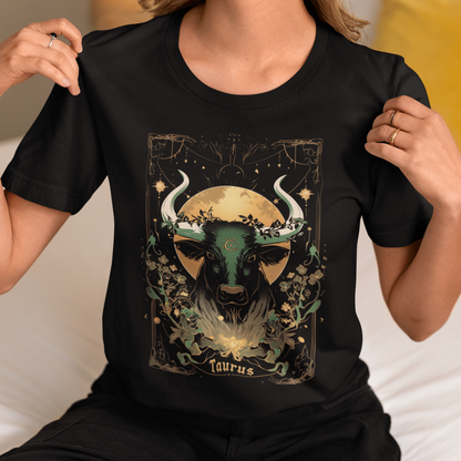 T-Shirt The Stalwart Bull: Taurus Tarot Card T-Shirt