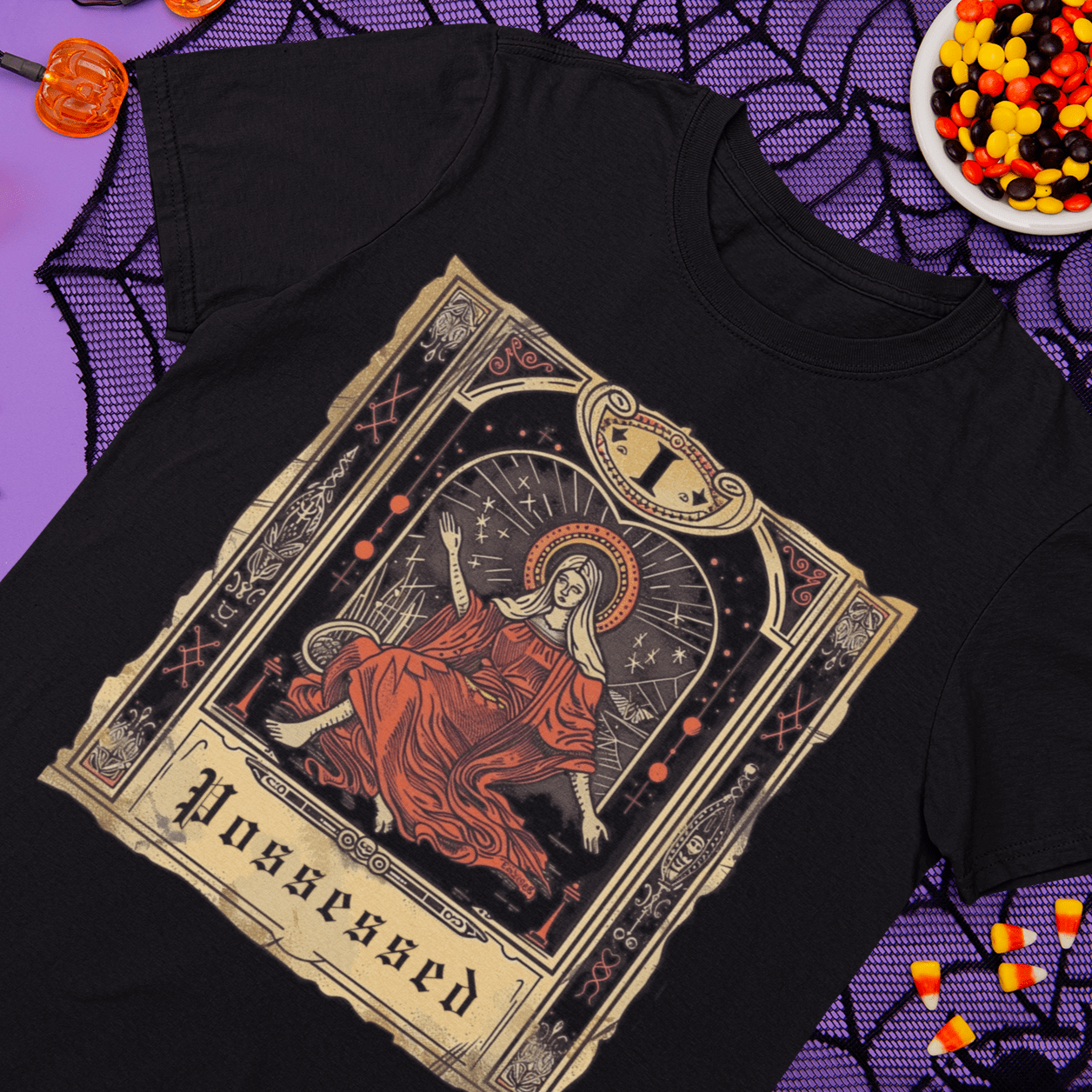 T-Shirt Vintage Possessed Tarot Card T-Shirt - Halloween Limited Edition