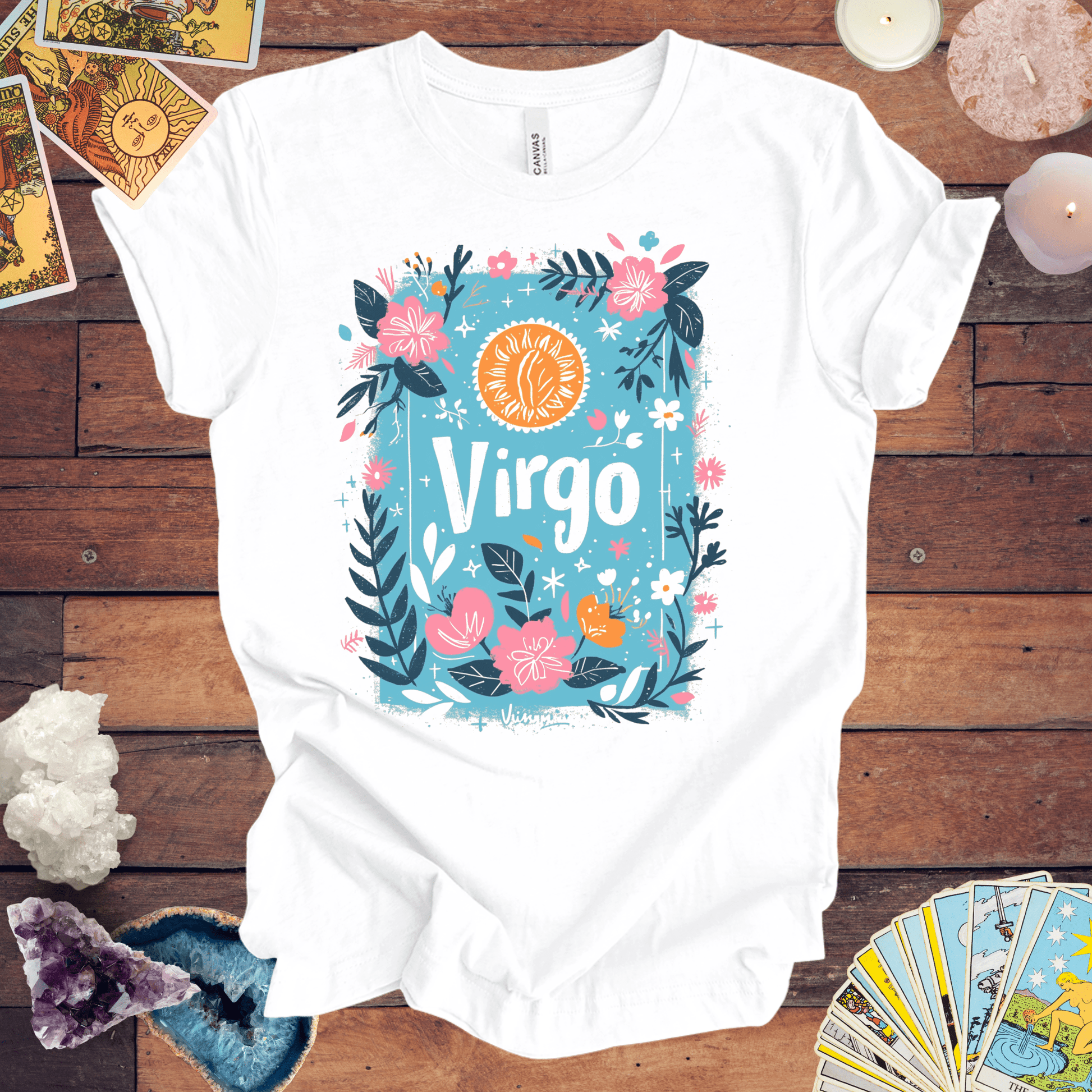 T-Shirt White / S Botanic Maiden Virgo TShirt: Earthy Elegance