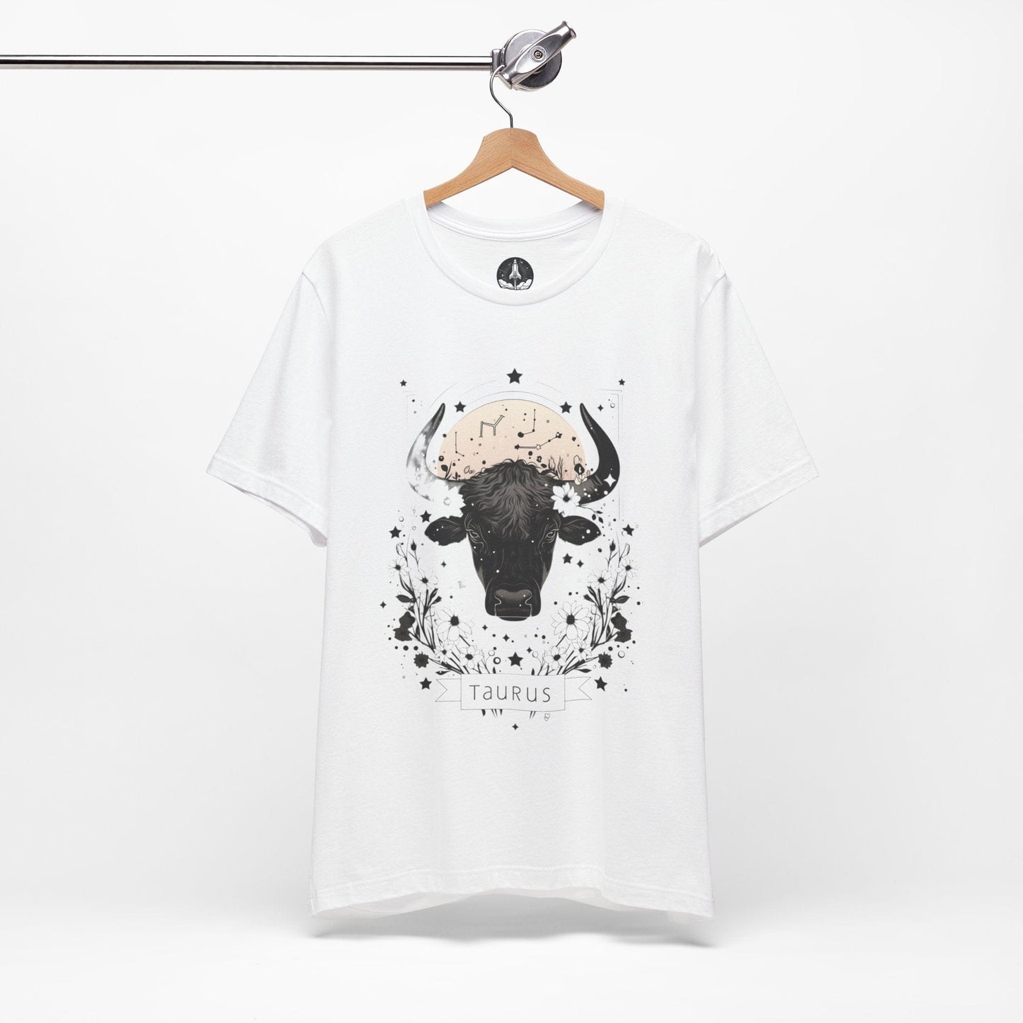 T-Shirt White / S Floral Strength: Taurus Tarot Card T-Shirt