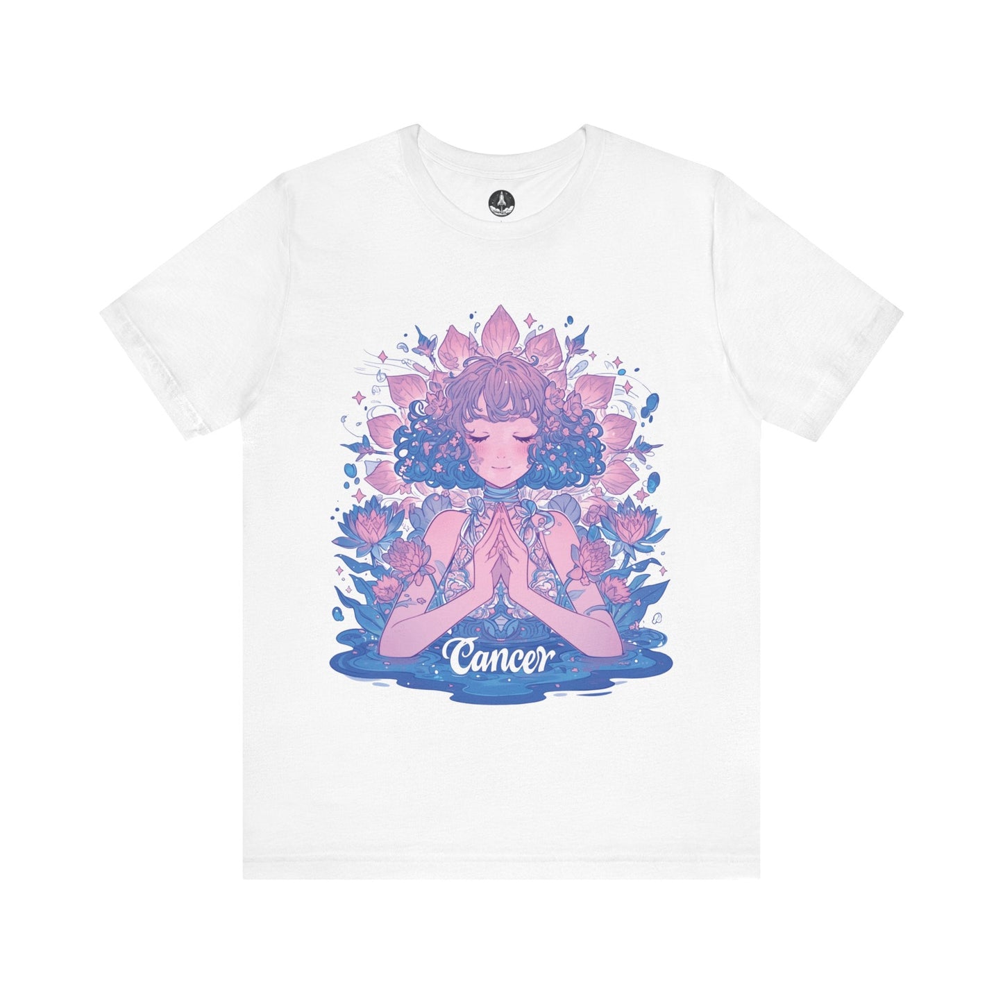 T-Shirt White / S Lunar Bloom Cancer TShirt: Serenity in the Stars