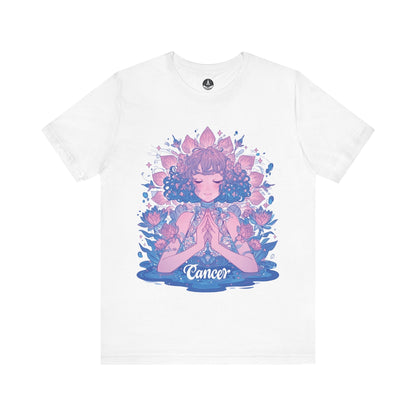 T-Shirt White / S Lunar Bloom Cancer TShirt: Serenity in the Stars