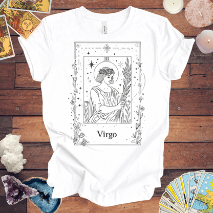 T-Shirt White / S Maiden's Blossom: Virgo Tarot Card T-Shirt