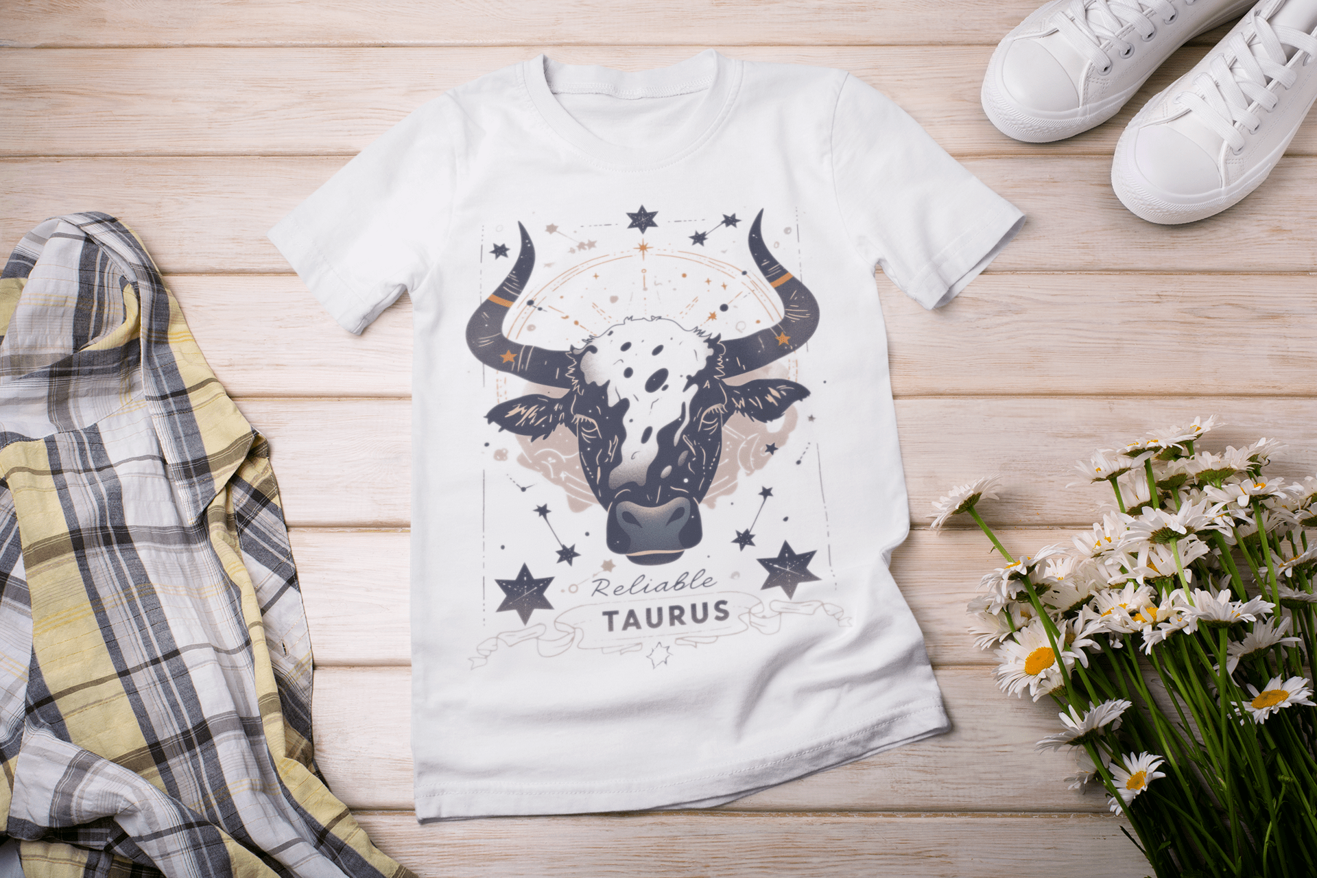 T-Shirt White / S Reliable: Taurus Tarot Card T-Shirt