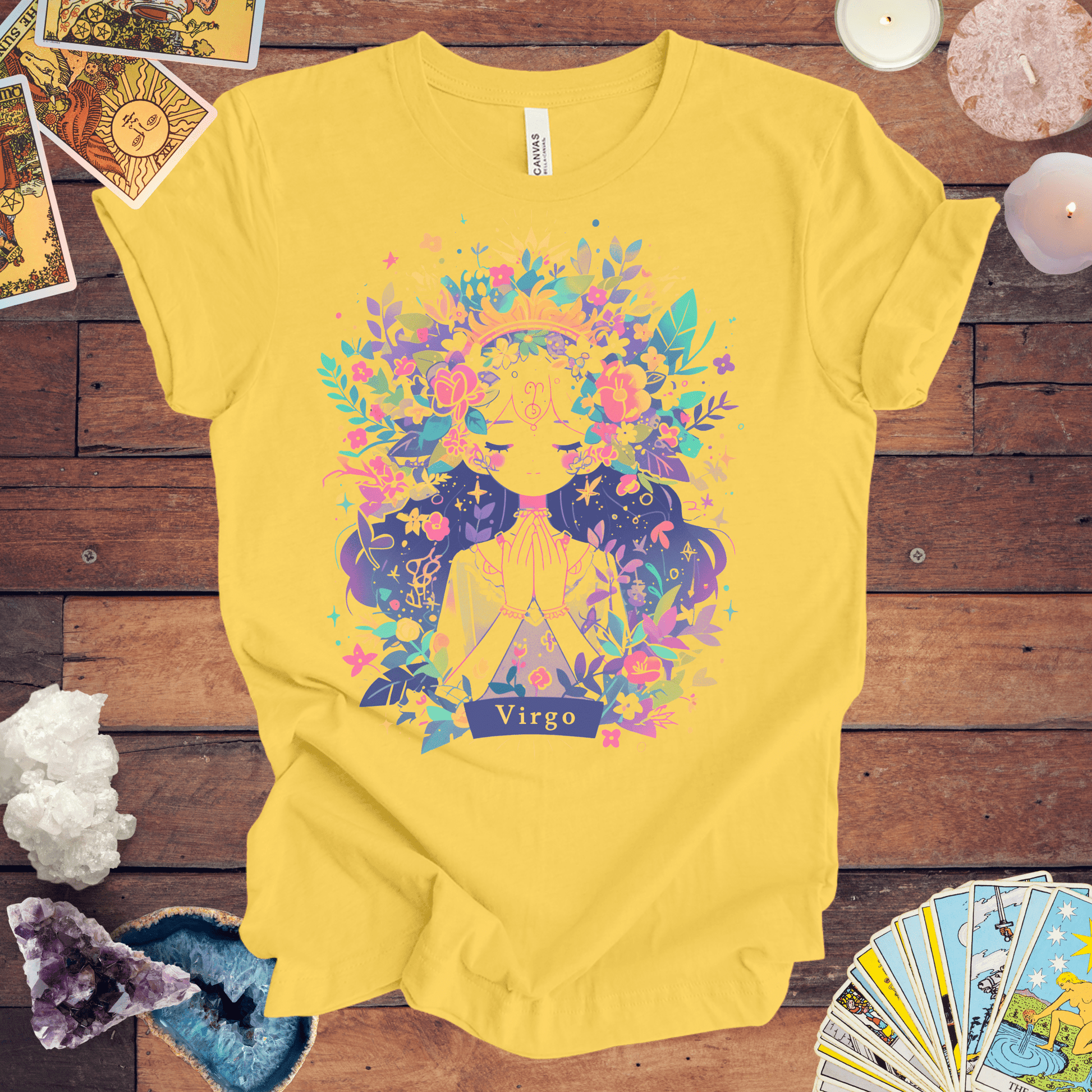 T-Shirt Yellow / S Neon Blossom Virgo TShirt: Luminous Purity