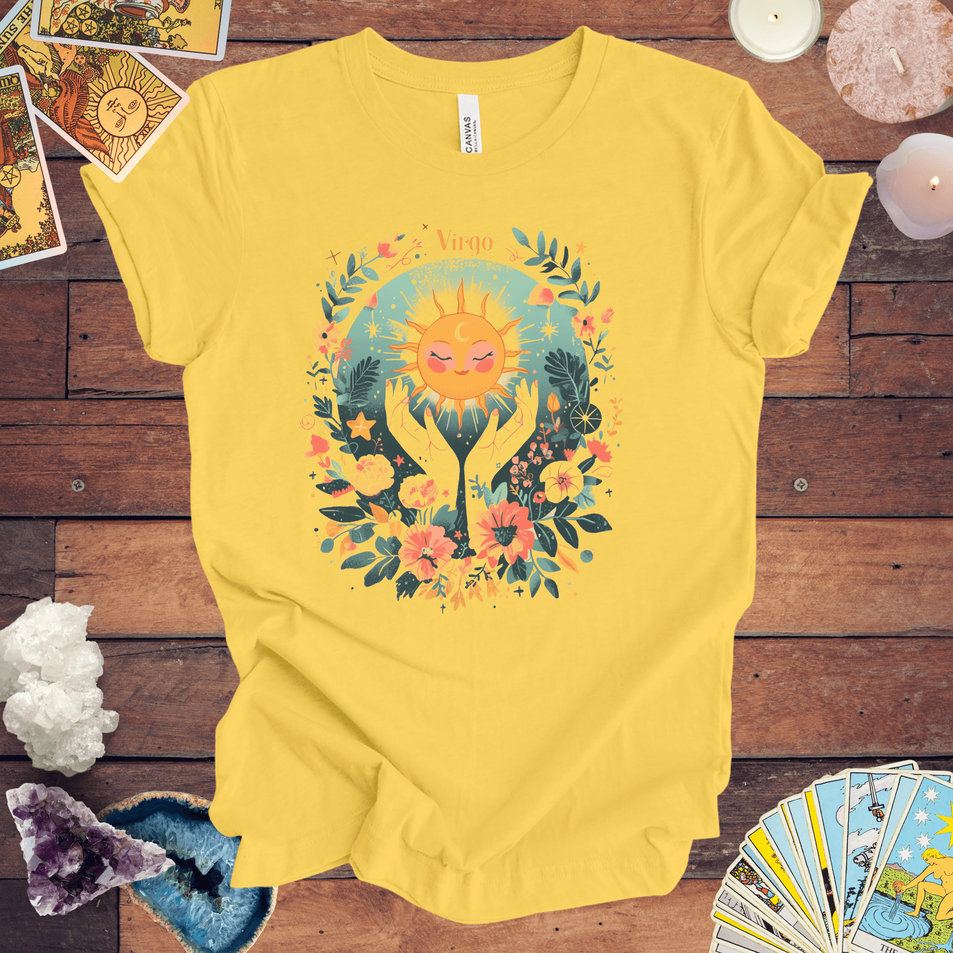 T-Shirt Yellow / S Sunlit Maiden Virgo TShirt: Blossoming with Detail