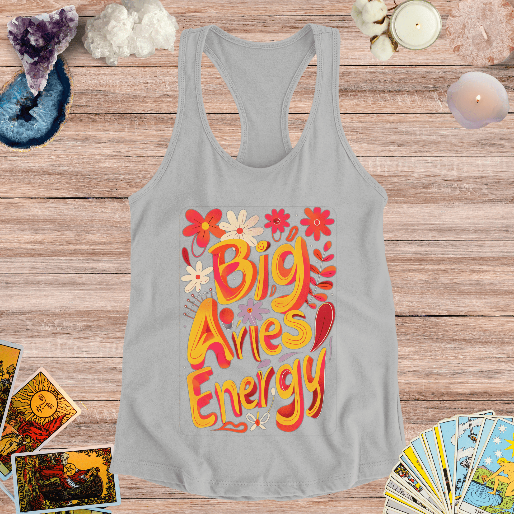 Tank Top S / Heather Grey Big Aries Energy Racerback Tank