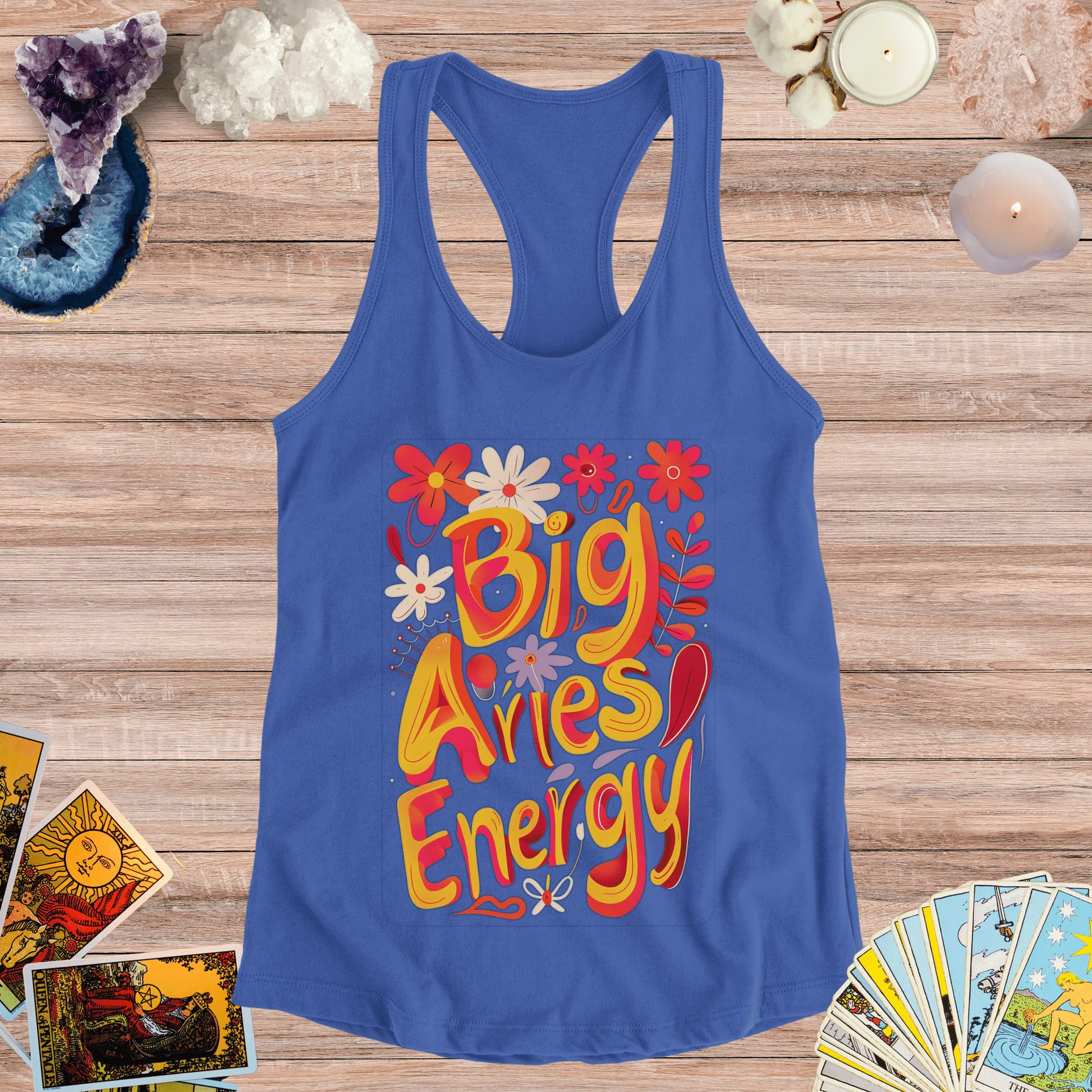 Tank Top S / Solid Royal Big Aries Energy Racerback Tank